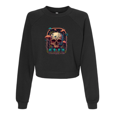 Human Skull with Mushrooms Bella canvas hoodie 7505