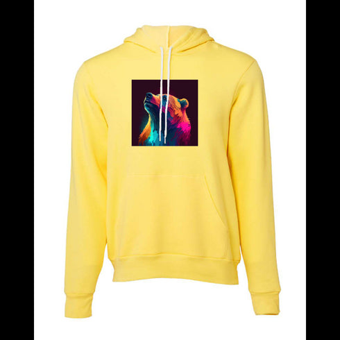 Light neon style art portrait of a bear Bella canvas hoodie 3719