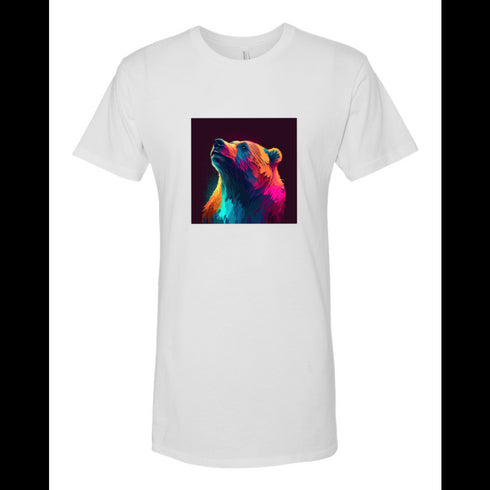 BELLA CANVAS MEN'S LONG BODY URBAN TEE 3006 Light neon style art portrait of a bear