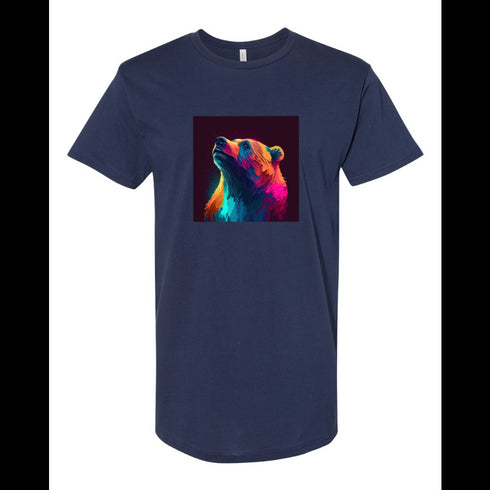 BELLA CANVAS MEN'S LONG BODY URBAN TEE 3006 Light neon style art portrait of a bear