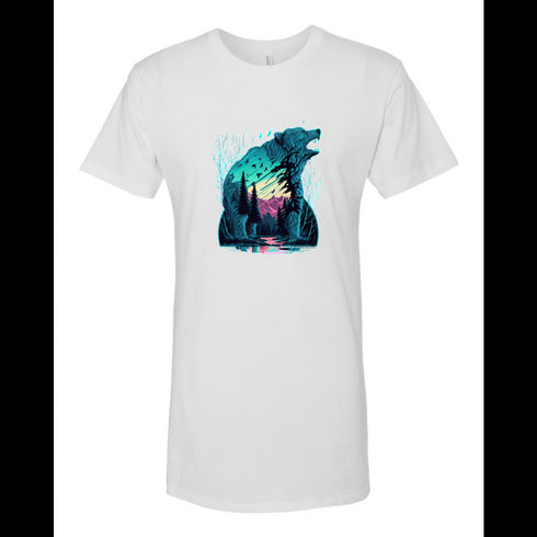BELLA CANVAS MEN'S LONG BODY URBAN TEE 3006 Bear Silhouette in Forest