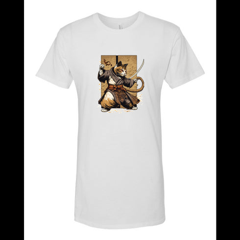 BELLA CANVAS MEN'S LONG BODY URBAN TEE 3006 Kung Fu Samurai Cat
