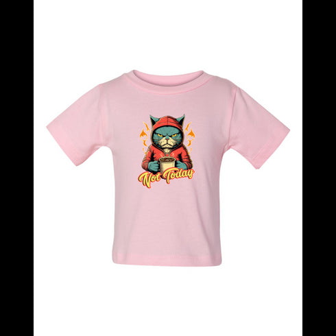 BELLA CANVAS BABY JERSEY TEE 3001B Humanoid Angry Cat Holding a Cup of Coffee.