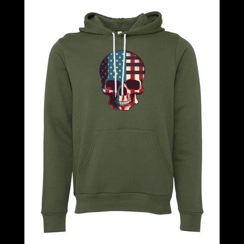Skull with Flag of United States of America Bella canvas hoodie 3719