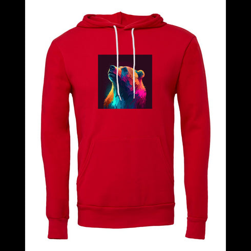 Light neon style art portrait of a bear Bella canvas hoodie 3719