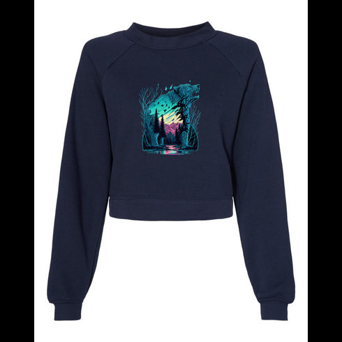 Bear Silhouette in Forest Bella canvas hoodie 7505