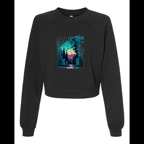 Bear Silhouette in Forest Bella canvas hoodie 7505