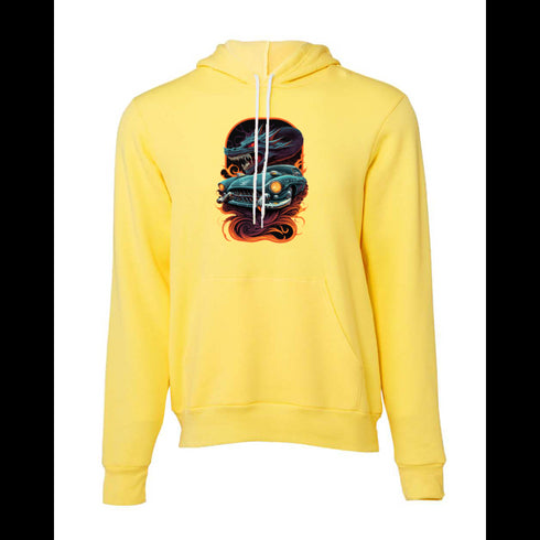 Hot Rod Teal Car and Dragon DTF Transfer Bella canvas hoodie 3719