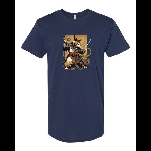 BELLA CANVAS MEN'S LONG BODY URBAN TEE 3006 Kung Fu Samurai Cat