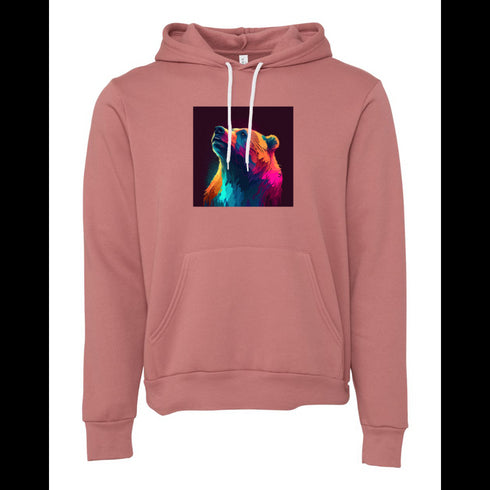 Light neon style art portrait of a bear Bella canvas hoodie 3719