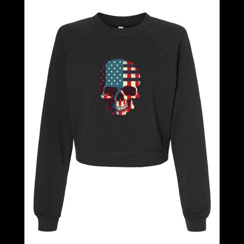 American Flag Skull and Bones Bella canvas hoodie 7505