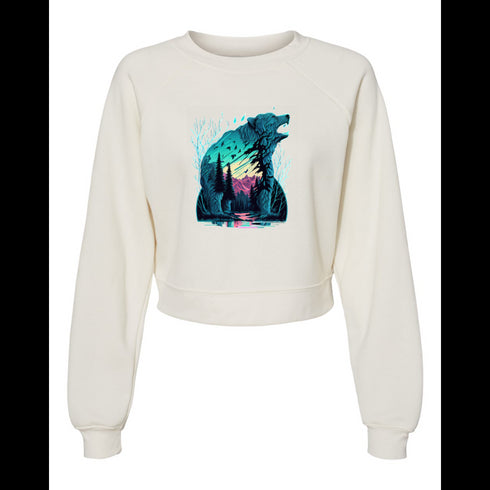 Bear Silhouette in Forest Bella canvas hoodie 7505