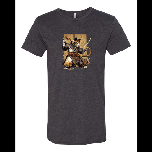 BELLA CANVAS MEN'S LONG BODY URBAN TEE 3006 Kung Fu Samurai Cat