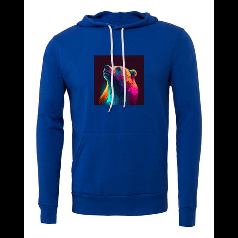 Light neon style art portrait of a bear Bella canvas hoodie 3719