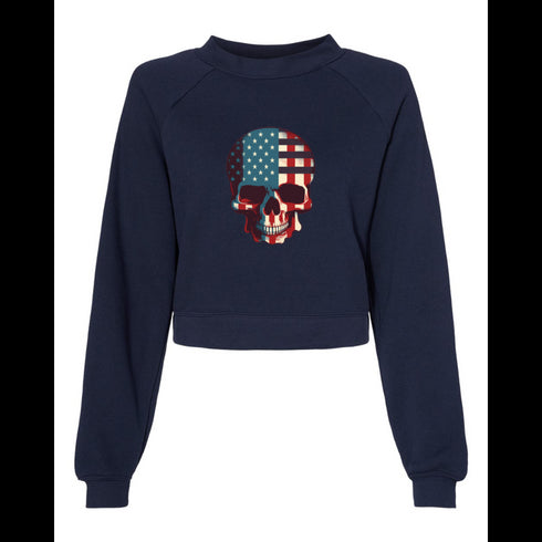 American Flag Skull and Bones Bella canvas hoodie 7505