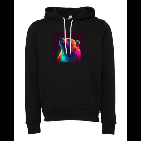 Light neon style art portrait of a bear Bella canvas hoodie 3719