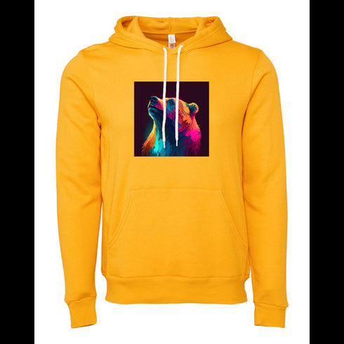 Light neon style art portrait of a bear Bella canvas hoodie 3719