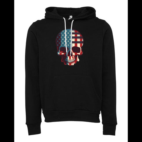 Skull with Flag of United States of America Bella canvas hoodie 3719