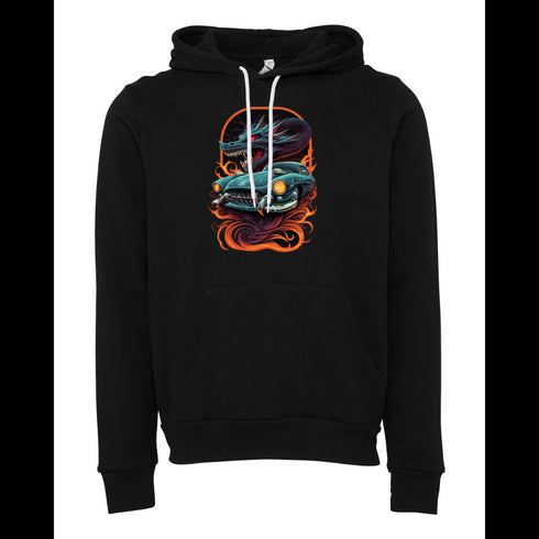 Hot Rod Teal Car and Dragon DTF Transfer Bella canvas hoodie 3719
