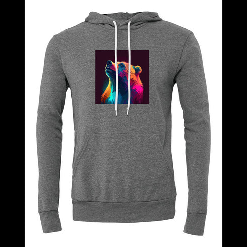 Light neon style art portrait of a bear Bella canvas hoodie 3719