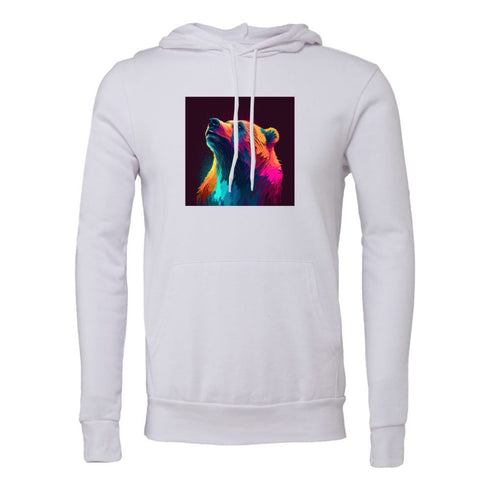 Light neon style art portrait of a bear Bella canvas hoodie 3719