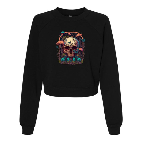 Human Skull with Mushrooms Bella canvas hoodie 7505