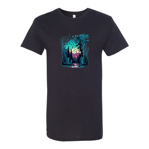 BELLA CANVAS MEN'S LONG BODY URBAN TEE 3006 Bear Silhouette in Forest