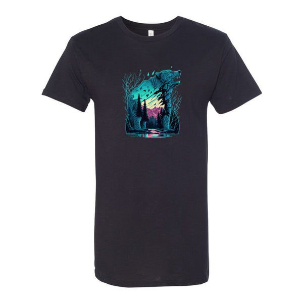 BELLA CANVAS MEN'S LONG BODY URBAN TEE 3006 Bear Silhouette in Forest